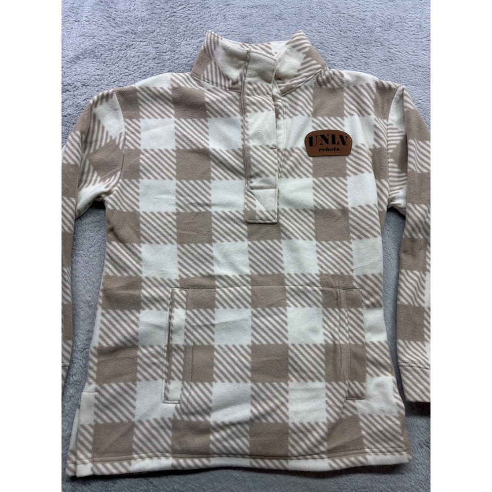 Rivalry Threads UNLV Rebels Fleece Pullover Plaid Tan Cream Large 12/14
